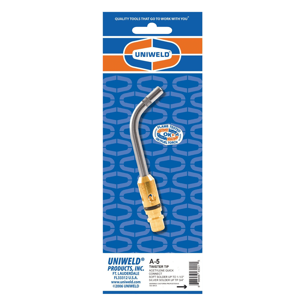 Uniweld A-5, Twister Acetylene Quick Connect Tip, 3/4" - 1-1/2" Soft Solder