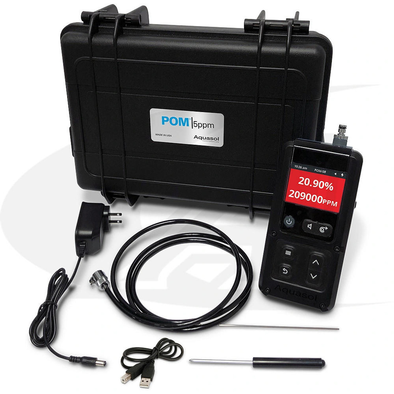 Aquasol POM-5B Programmable Handheld Precise Digital Oxygen Monitor & Accessories Kit